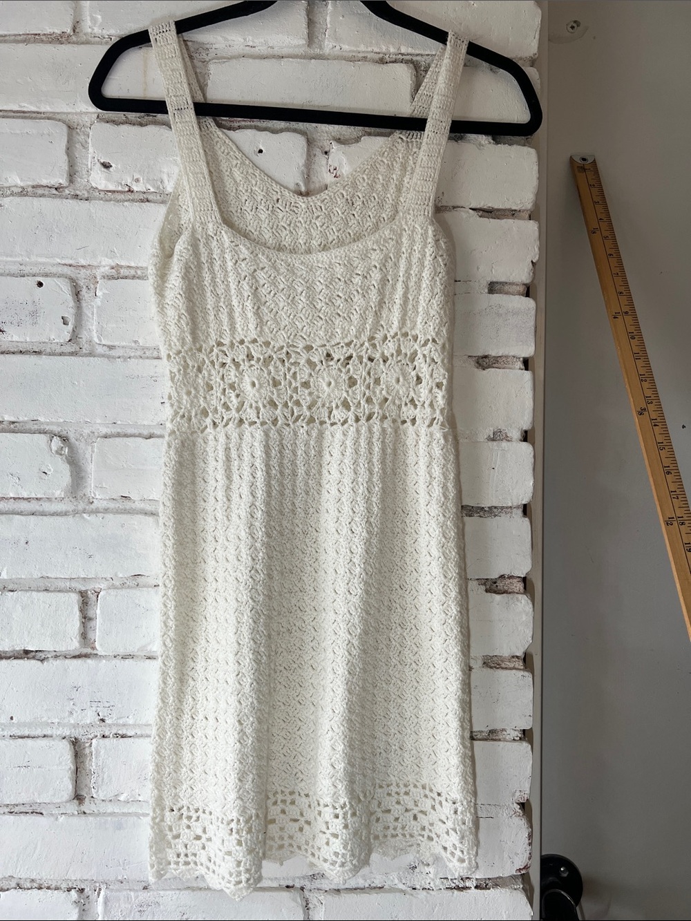 Handmade Crochet Cream Sundress tank top beach dress empire waist - Picture 4 of 4